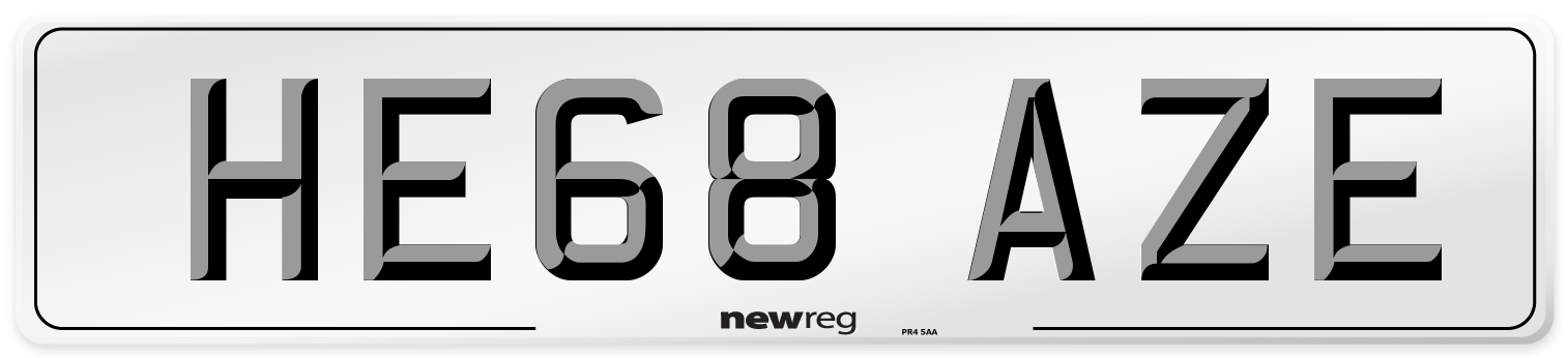 HE68 AZE Number Plate from New Reg